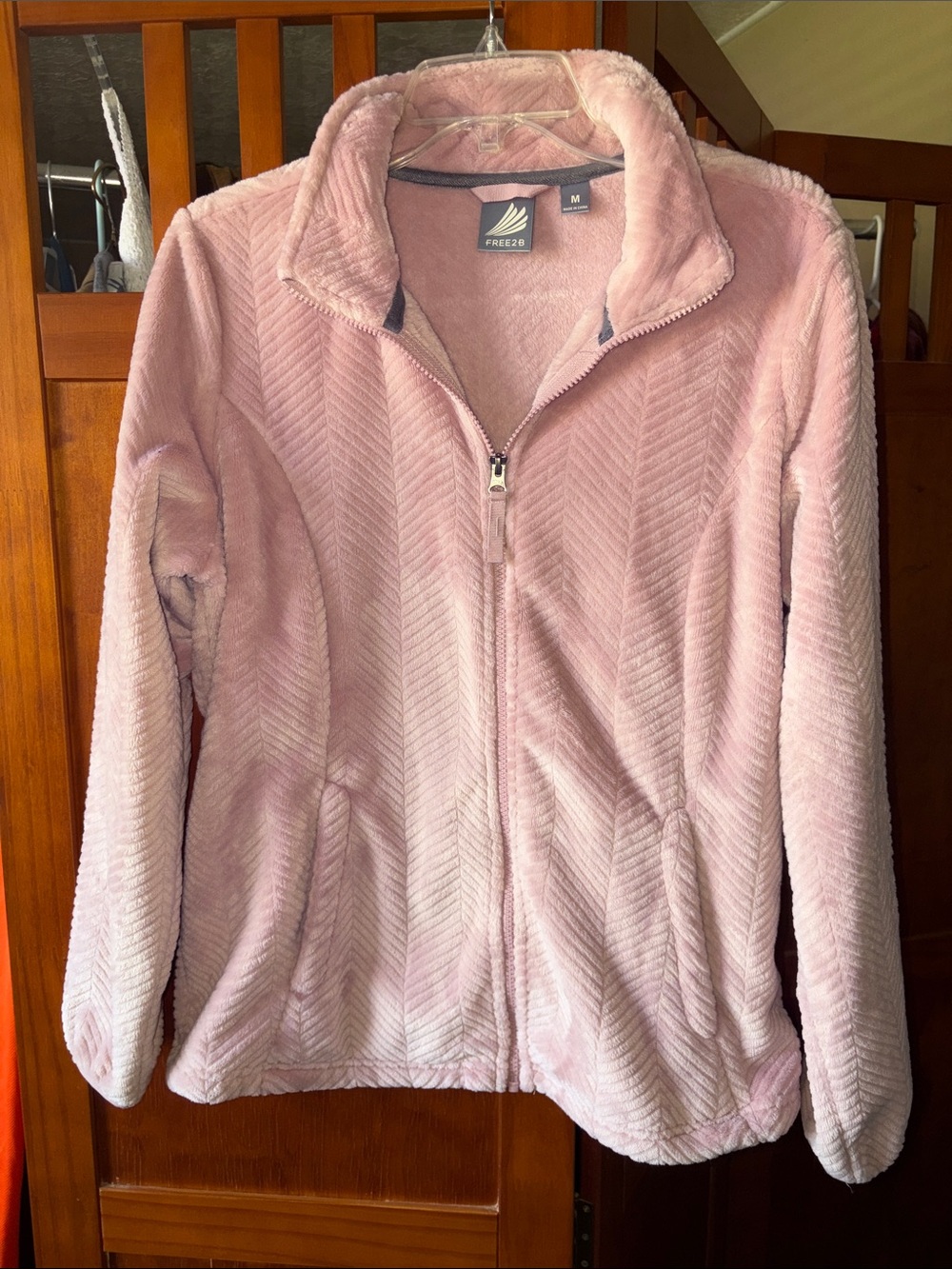 Women's Soft Pink Plush Full-Zip Jacket